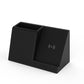 leather pen holder wireless charger with dual storage compartments and fast charging capabilities