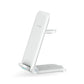 folding wireless phone charger stand in white color with adjustable angle and USB-C input.